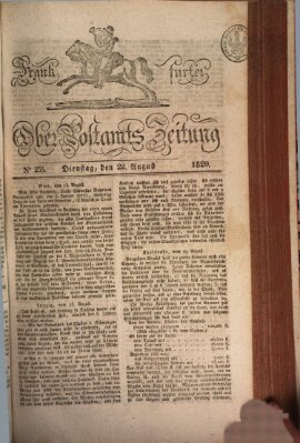 Frankfurter Ober-Post-Amts-Zeitung Dienstag 22. August 1820