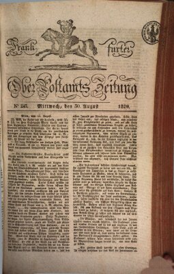 Frankfurter Ober-Post-Amts-Zeitung Mittwoch 30. August 1820