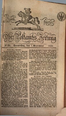 Frankfurter Ober-Post-Amts-Zeitung Donnerstag 7. September 1820