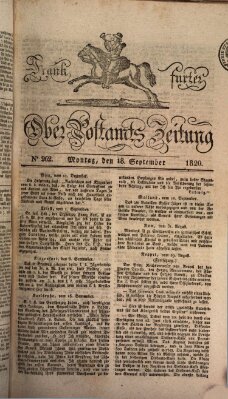 Frankfurter Ober-Post-Amts-Zeitung Montag 18. September 1820