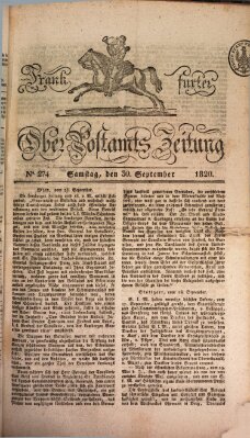 Frankfurter Ober-Post-Amts-Zeitung Samstag 30. September 1820