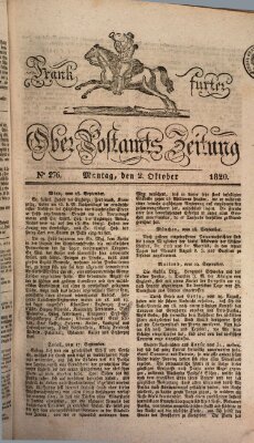 Frankfurter Ober-Post-Amts-Zeitung Montag 2. Oktober 1820