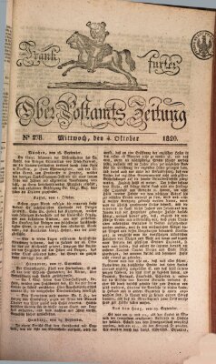 Frankfurter Ober-Post-Amts-Zeitung Mittwoch 4. Oktober 1820