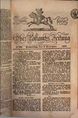 Frankfurter Ober-Post-Amts-Zeitung Donnerstag 2. November 1820