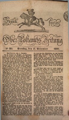 Frankfurter Ober-Post-Amts-Zeitung Dienstag 21. November 1820