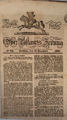 Frankfurter Ober-Post-Amts-Zeitung Samstag 30. Dezember 1820