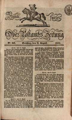 Frankfurter Ober-Post-Amts-Zeitung Samstag 31. August 1822