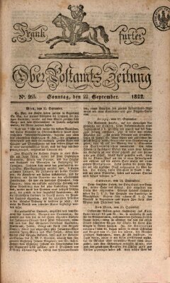 Frankfurter Ober-Post-Amts-Zeitung Sonntag 22. September 1822