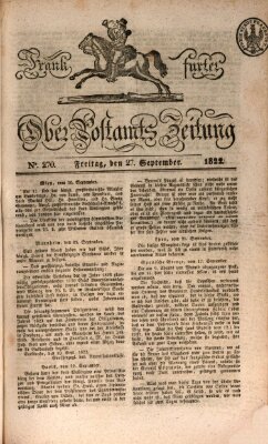 Frankfurter Ober-Post-Amts-Zeitung Freitag 27. September 1822