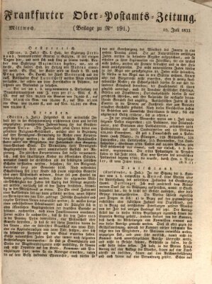 Frankfurter Ober-Post-Amts-Zeitung Mittwoch 10. Juli 1833