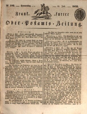 Frankfurter Ober-Post-Amts-Zeitung Donnerstag 11. Juli 1833