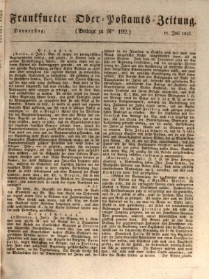 Frankfurter Ober-Post-Amts-Zeitung Donnerstag 11. Juli 1833