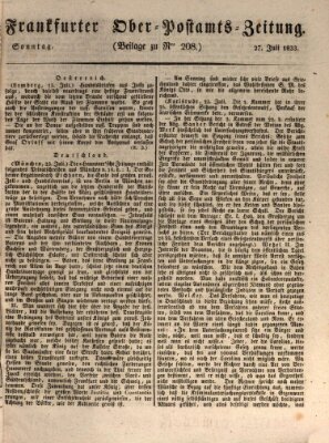 Frankfurter Ober-Post-Amts-Zeitung Samstag 27. Juli 1833