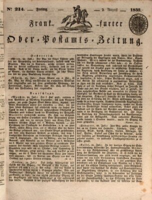 Frankfurter Ober-Post-Amts-Zeitung Freitag 2. August 1833