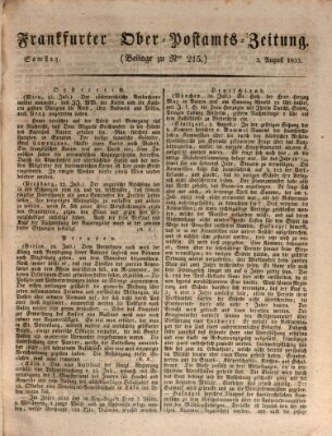 Frankfurter Ober-Post-Amts-Zeitung Samstag 3. August 1833