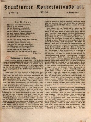 Frankfurter Ober-Post-Amts-Zeitung Sonntag 4. August 1833