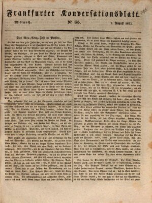 Frankfurter Ober-Post-Amts-Zeitung Mittwoch 7. August 1833