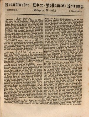 Frankfurter Ober-Post-Amts-Zeitung Mittwoch 7. August 1833