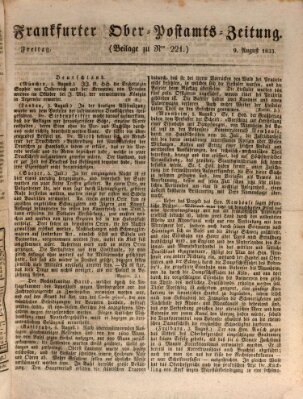 Frankfurter Ober-Post-Amts-Zeitung Freitag 9. August 1833