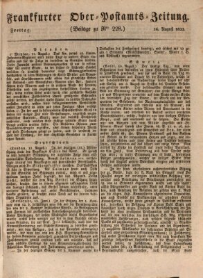 Frankfurter Ober-Post-Amts-Zeitung Freitag 16. August 1833