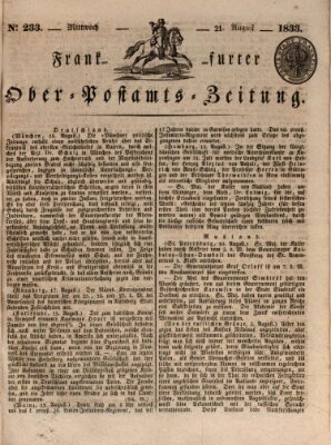 Frankfurter Ober-Post-Amts-Zeitung Mittwoch 21. August 1833