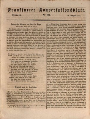 Frankfurter Ober-Post-Amts-Zeitung Mittwoch 21. August 1833