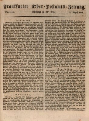 Frankfurter Ober-Post-Amts-Zeitung Freitag 23. August 1833