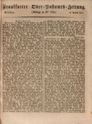 Frankfurter Ober-Post-Amts-Zeitung Dienstag 27. August 1833