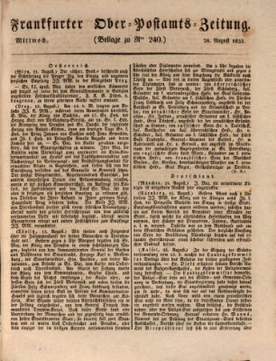 Frankfurter Ober-Post-Amts-Zeitung Mittwoch 28. August 1833