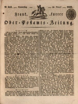 Frankfurter Ober-Post-Amts-Zeitung Donnerstag 29. August 1833