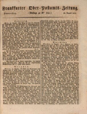 Frankfurter Ober-Post-Amts-Zeitung Donnerstag 29. August 1833