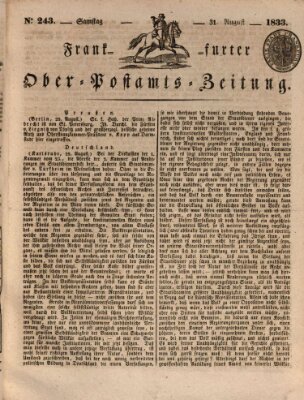 Frankfurter Ober-Post-Amts-Zeitung Samstag 31. August 1833