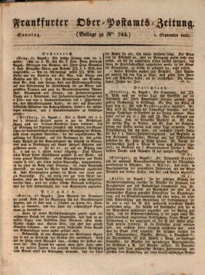 Frankfurter Ober-Post-Amts-Zeitung Sonntag 1. September 1833