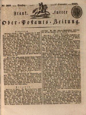 Frankfurter Ober-Post-Amts-Zeitung Dienstag 17. September 1833