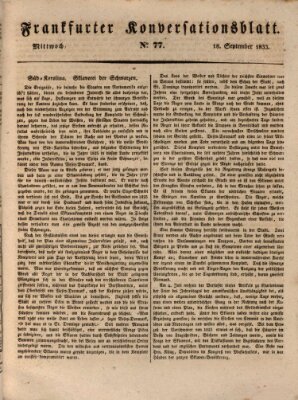 Frankfurter Ober-Post-Amts-Zeitung Mittwoch 18. September 1833