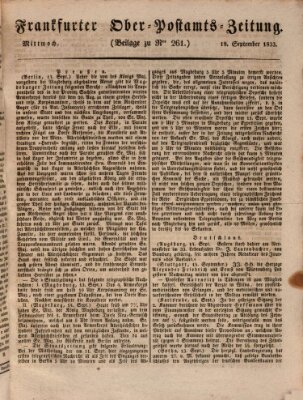 Frankfurter Ober-Post-Amts-Zeitung Mittwoch 18. September 1833