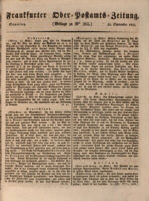 Frankfurter Ober-Post-Amts-Zeitung Sonntag 22. September 1833