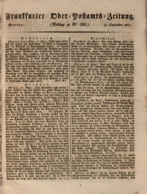 Frankfurter Ober-Post-Amts-Zeitung Montag 23. September 1833