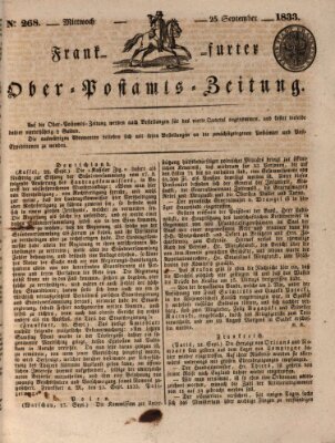 Frankfurter Ober-Post-Amts-Zeitung Mittwoch 25. September 1833