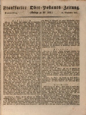 Frankfurter Ober-Post-Amts-Zeitung Donnerstag 26. September 1833