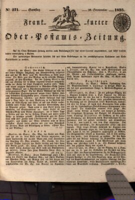 Frankfurter Ober-Post-Amts-Zeitung Samstag 28. September 1833