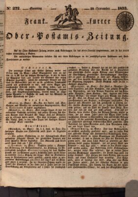 Frankfurter Ober-Post-Amts-Zeitung Sonntag 29. September 1833