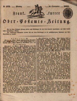 Frankfurter Ober-Post-Amts-Zeitung Montag 30. September 1833