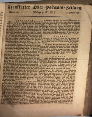 Frankfurter Ober-Post-Amts-Zeitung Mittwoch 2. Oktober 1833