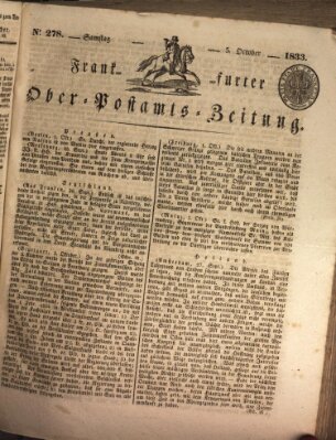 Frankfurter Ober-Post-Amts-Zeitung Samstag 5. Oktober 1833