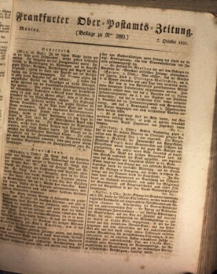 Frankfurter Ober-Post-Amts-Zeitung Montag 7. Oktober 1833