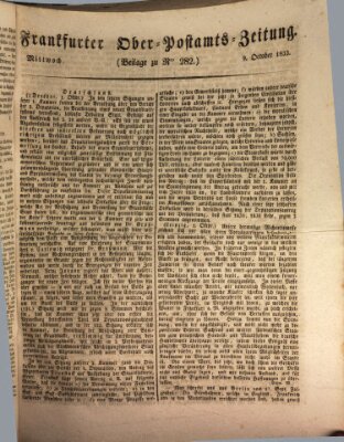 Frankfurter Ober-Post-Amts-Zeitung Mittwoch 9. Oktober 1833