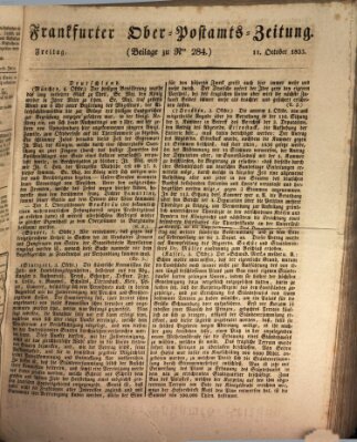 Frankfurter Ober-Post-Amts-Zeitung Freitag 11. Oktober 1833