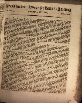 Frankfurter Ober-Post-Amts-Zeitung Samstag 12. Oktober 1833