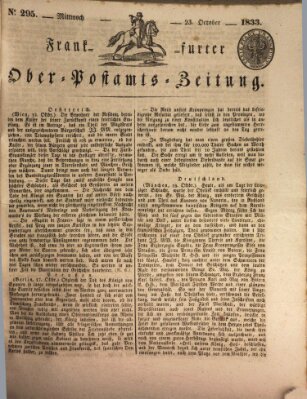 Frankfurter Ober-Post-Amts-Zeitung Mittwoch 23. Oktober 1833